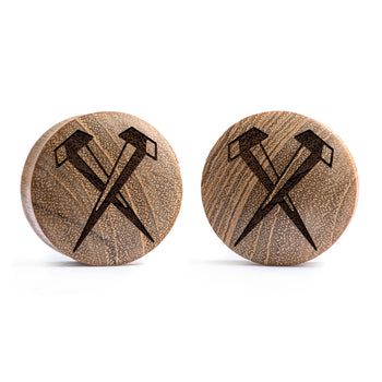 Nägel Plug / gauge - Teakholz | Konvexe Doppelaufgeweitet