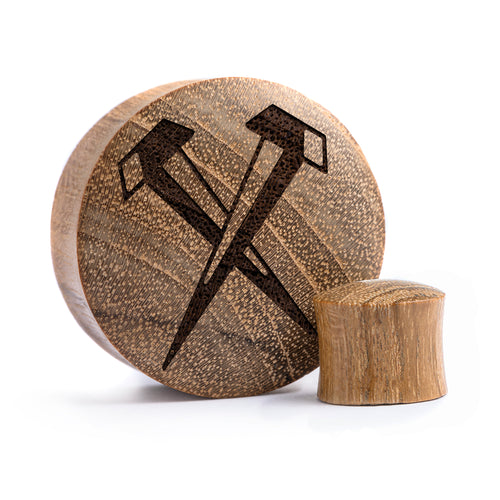 Nägel Plug / gauge - Teakholz | Konvexe Doppelaufgeweitet