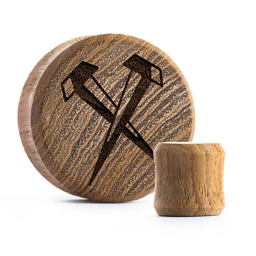 Nails Plug / Gauge - Teak Wood | Flat Faced Double Flare