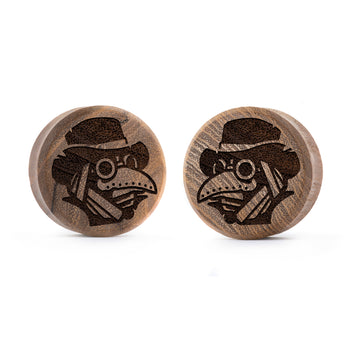 Leviathan Cross Plug / Gauge - Silver Inlay Ebony Wood | Convex Double Flare