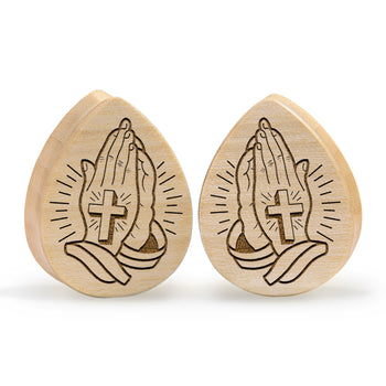 Guy wearing cool Brown Saba Wood Teardrop Wood Ear Plug / Gauge