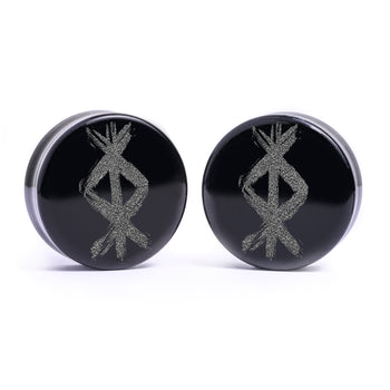 Bat Plug / Gauge - Teardrop Black Glass | Flat Faced Double Flare