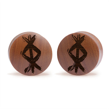 Peony Plug / Gauge - Gold Inlay Ebony Wood | Convex Double Flare