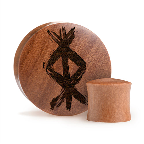 Protection Rune Viking Plug / Gauge - Saba Wood | Convex Double Flare