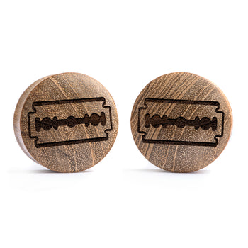 Rasierklinge Plug / Gauge - Teakholz | Konvexe Doppelaufgeweitet