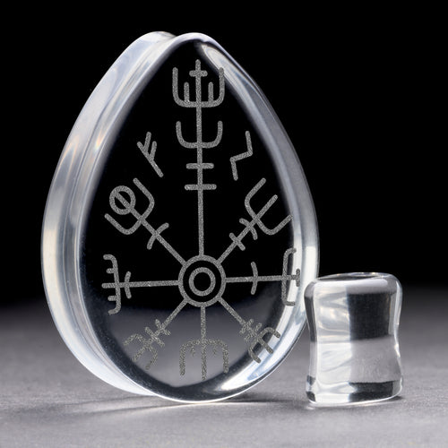 Runic Plug / Gauge - Tränendrop -Glas | Doppelaufgeweitet mit flachem Gesicht