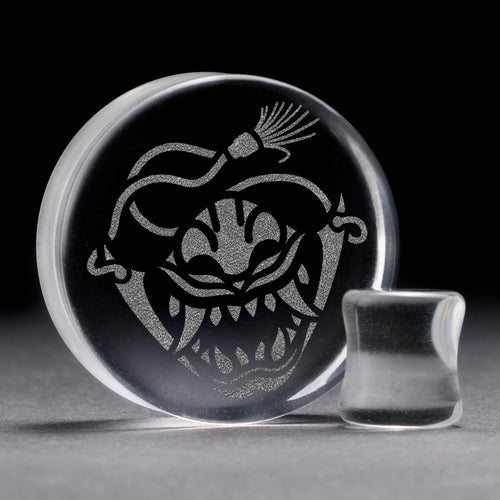 Samurai Oni Plug / Gauge - Clear Glass | Flat Faced Double Flare