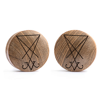 Cult Cat Plug / Gauge - Silver Inlay Ebony Wood | Convex Double Flare