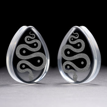 Ouija Planchette Plug / Gauge - Teardrop Clear Glass | Doppelaufgeweitet mit flachem Gesicht