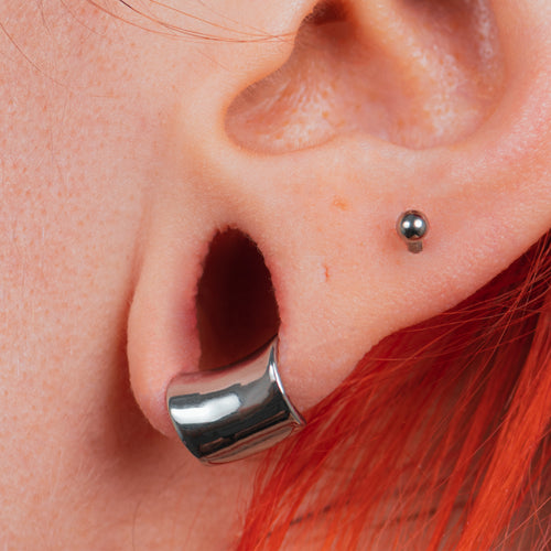 Silver Steel Lobe Cuff, Small