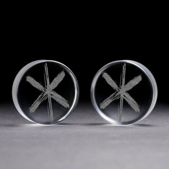 Stärke Rune Viking Plug / Gauge - Clear Glass | Doppelaufgeweitet mit flachem Gesicht