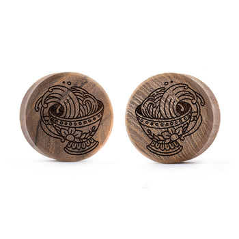 Starburst Mandala Ornamental Tattoo Plug / Gauge - Crocodile Wood | Convex Double Flare