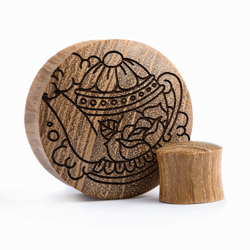 Teapot Plug / Gauge - Teak Wood | Convex Double Flare