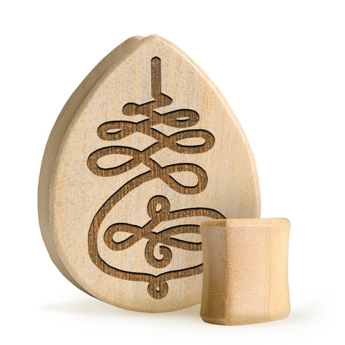 Unalome Plug / Gauge - Teardrop Crocodile Wood | Flat Faced Double Flare