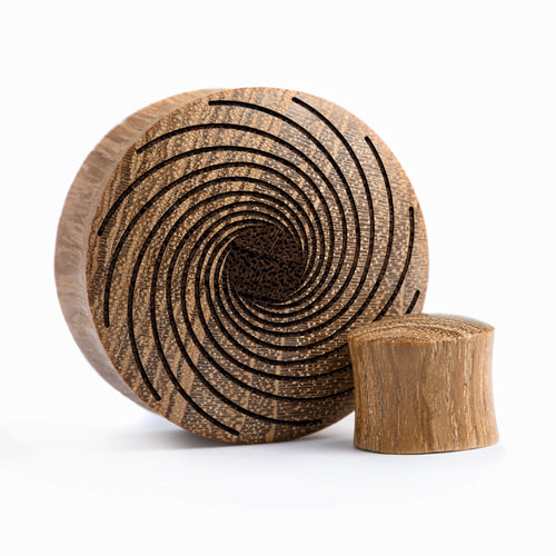 Vortex Spiral Plug / Gauge - Teak Wood | Convex Double Flare