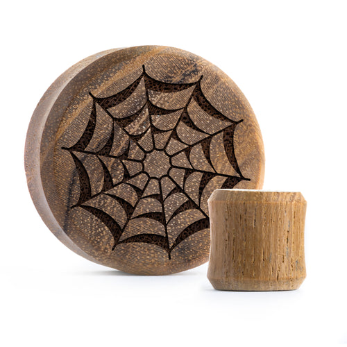 Web Plug / Gauge - Teak Wood | Flat Faced Double Flare