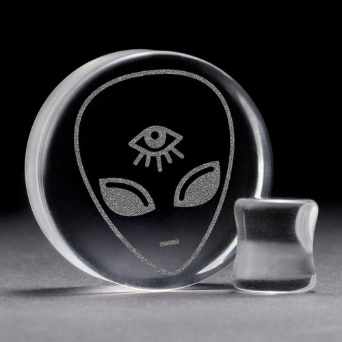 Alien Plug / Gauge - Clear Glass | Flat Faced Double Flare