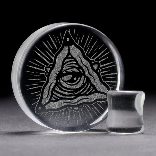 All Seeing Eye Plug / Gauge - Clear Glass | Flat Faced Double Flare