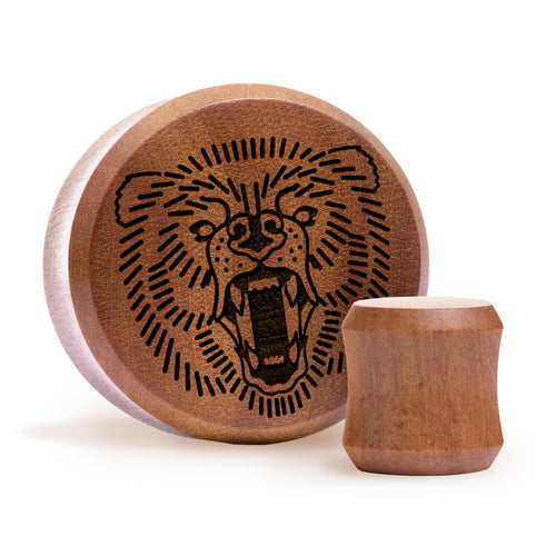 Bärenplug / gauge - Saba Wood | Doppelaufgeweitet mit flachem Gesicht