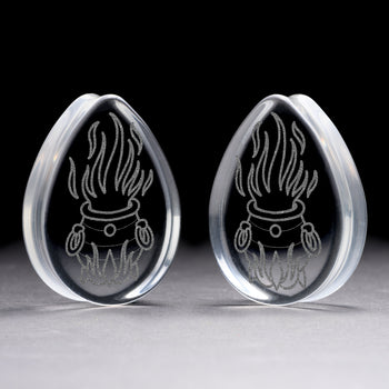 Cauldron Plug / Gauge - Teardrop Clear Glass | Doppelaufgeweitet mit flachem Gesicht