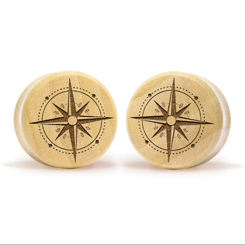 Compass Plug / gauge - Krokodilholz | Doppelaufgeweitet mit flachem Gesicht