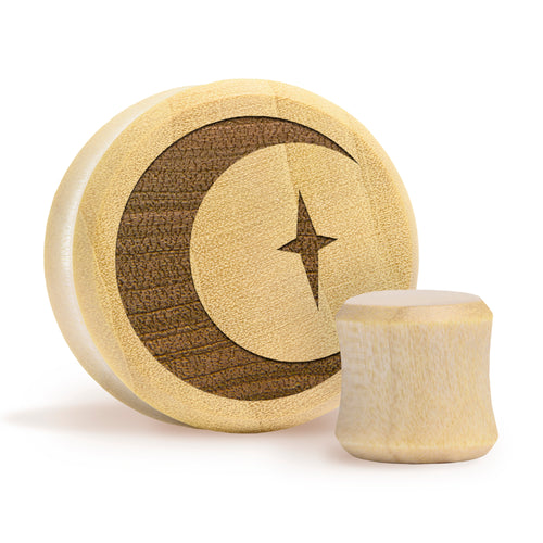 Crescent Moon Plug / Gauge - Krokodilholz | Doppelaufgeweitet mit flachem Gesicht