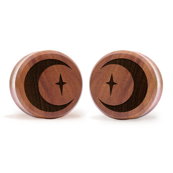 Unalome Plug / gauge - Tränen -Saba -Holz | Doppelaufgeweitet mit flachem Gesicht