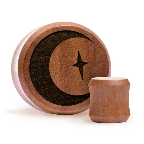 Crescent Moon Plug / Gauge - Saba Wood | Doppelaufgeweitet mit flachem Gesicht