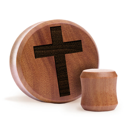 Cross Plug / Gauge - Saba Wood | Flat Faced Double Flare
