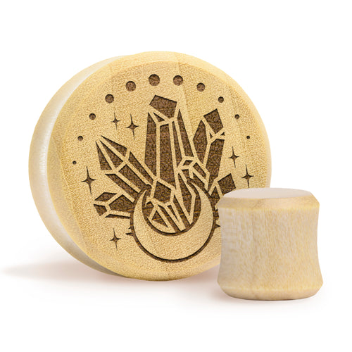 Crystal Moon Plug / Gauge - Krokodilholz | Doppelaufgeweitet mit flachem Gesicht