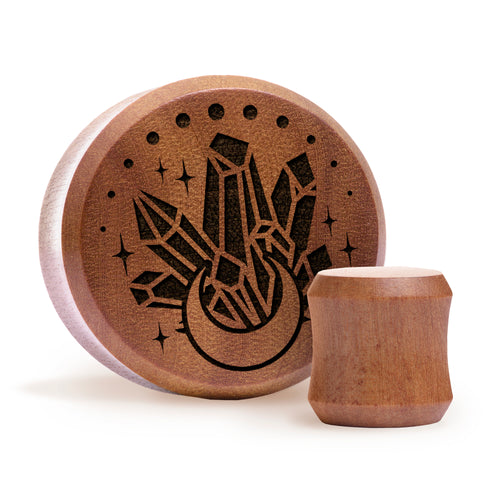 Crystal Moon Plug / Gauge - Saba Wood | Doppelaufgeweitet mit flachem Gesicht