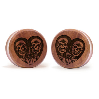 FU2 Herzschädel Plug / gauge - Saba Wood | Konvexe Doppelaufgeweitet