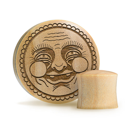 Happy Face Plug / Gauge - Crocodile Wood | Convex Double Flare