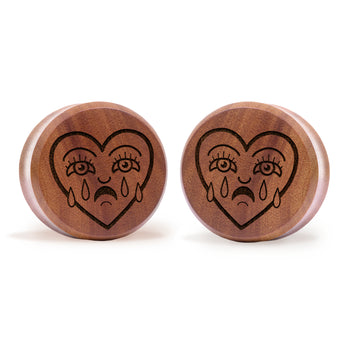 Broken Heart Plug / Gauge - Saba Wood | Flat Faced Double Flare