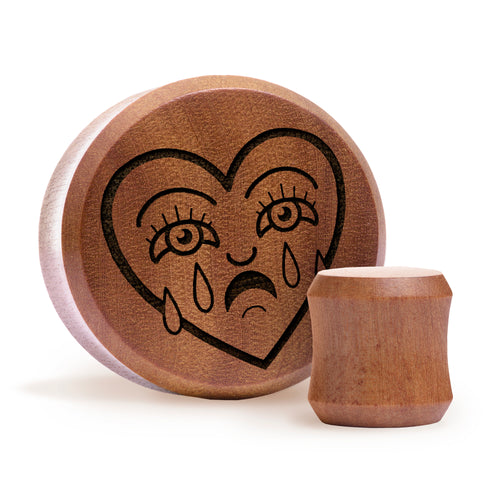 Broken Heart Plug / Gauge - Saba Wood | Flat Faced Double Flare