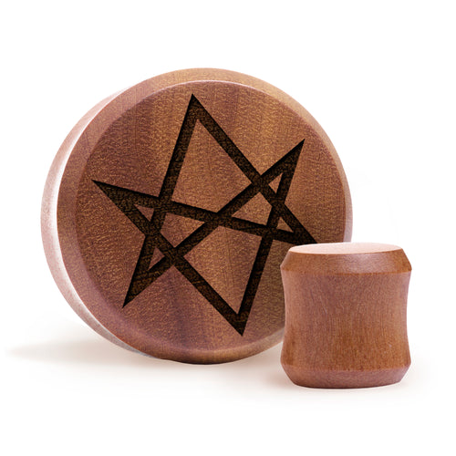 Hexagram Plug / Gauge - Saba Wood | Flat Faced Double Flare