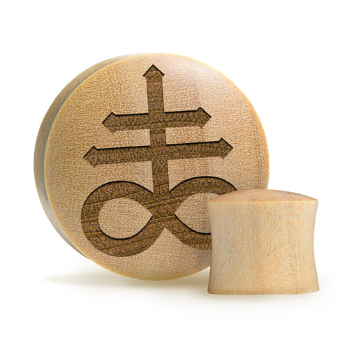 Leviathan Cross Plug / Gauge - Crocodile Wood | Convex Double Flare