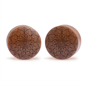 Mandala Plug / Gauge - Saba Wood | Konvexe Doppelaufgeweitet