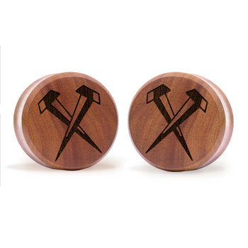 Crystal Moon Silver Inlay Wood Plug - Custom Plugs, Ear Plugs, Gauges, Stretched Ears