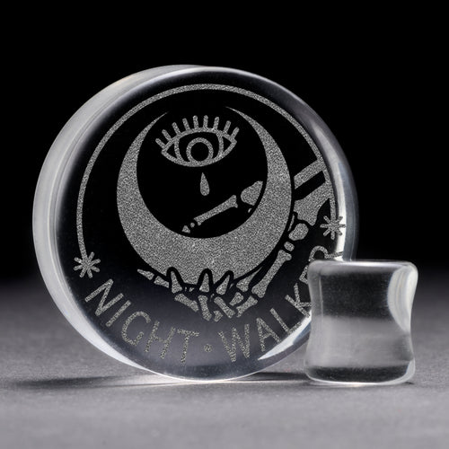 Night Walker Moon Plug / Gauge - Clear Glass | Flat Faced Double Flare