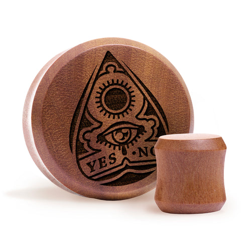 Ouija Planchette Plug / Gauge - Saba Wood | Doppelaufgeweitet mit flachem Gesicht