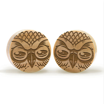 Owl Plug / Gauge - Crocodile Wood | Convex Double Flare