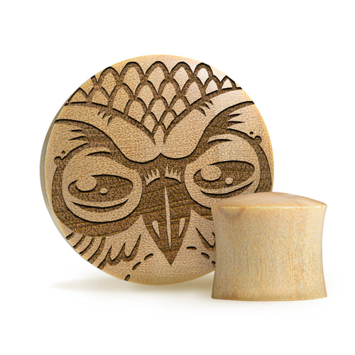 Owl Plug / Gauge - Crocodile Wood | Convex Double Flare
