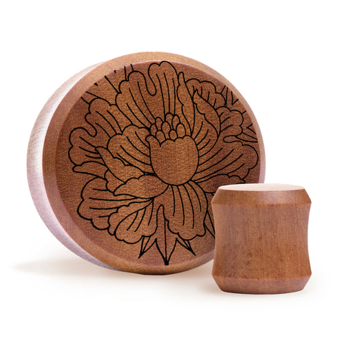 Pfingstrosenplug / gauge - Saba Wood | Doppelaufgeweitet mit flachem Gesicht