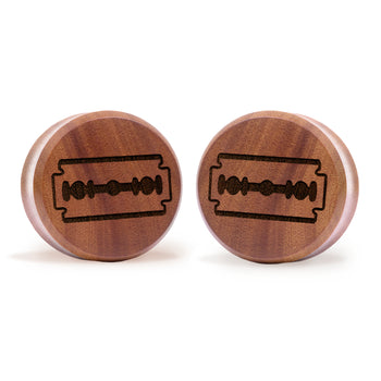 Crystal Moon Silver Inlay Wood Plug - Custom Plugs, Ear Plugs, Gauges, Stretched Ears