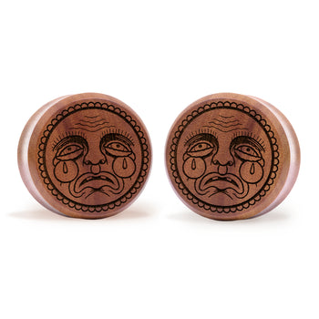 FU2 Herzschädel Plug / gauge - Saba Wood | Konvexe Doppelaufgeweitet