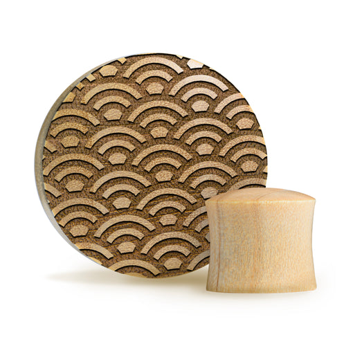 Seigaiha Pattern Plug / Gauge - Crocodile Wood | Convex Double Flare