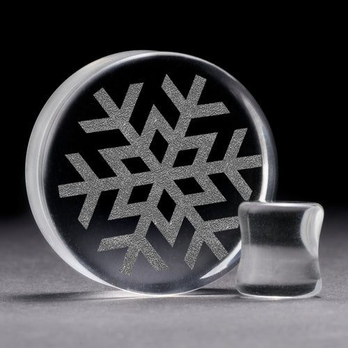 Snowflake Plug / Gauge - Clear Glass | Flat Faced Double Flare