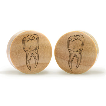 Crystal Moon Silver Inlay Wood Plug - Custom Plugs, Ear Plugs, Gauges, Stretched Ears