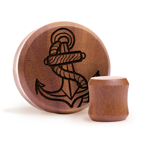 Union Anchor Plug / Gauge - Saba Wood | Flat Faced Double Flare